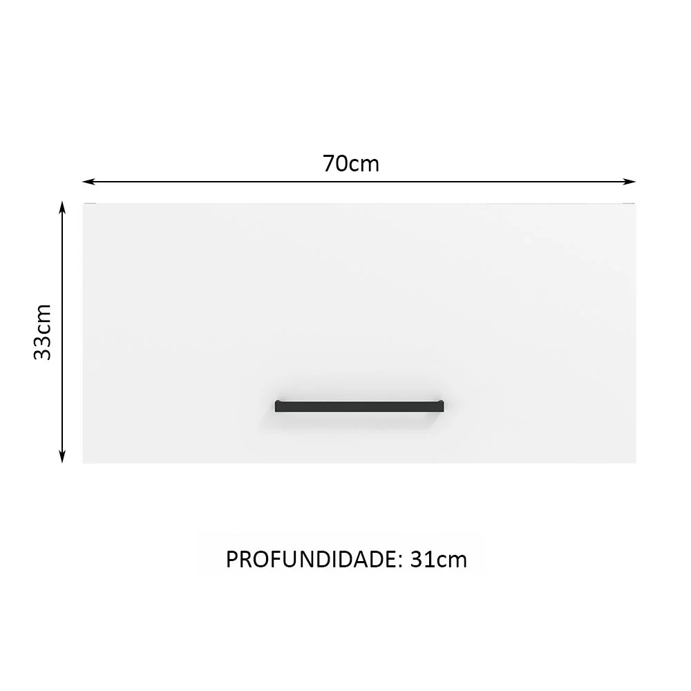 Armário Aéreo de Cozinha Madesa Agata 70 cm 1 Porta Basculante Rustic/Branco - Image 2