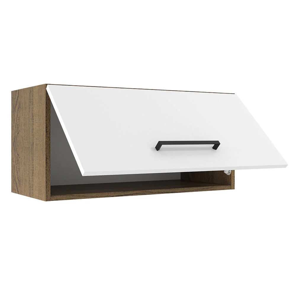 Armário Aéreo de Cozinha Madesa Agata 70 cm 1 Porta Basculante Rustic/Branco - Image 4