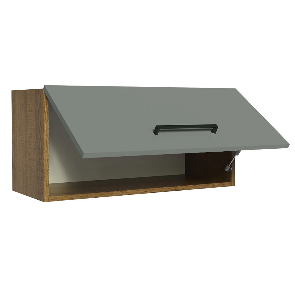 Armário Aéreo de Cozinha Madesa Agata 70 cm 1 Porta Basculante Rustic/Cinza - Image 4