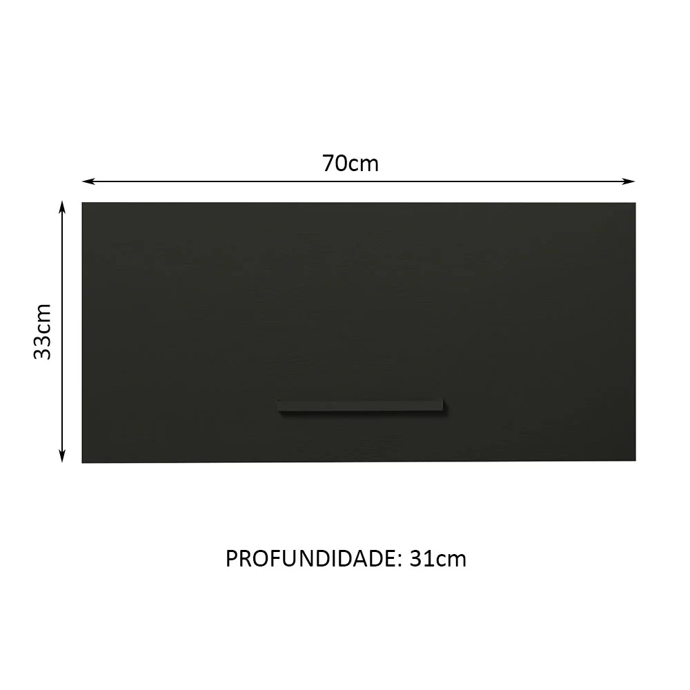 Armário Aéreo de Cozinha Madesa Agata 70 cm 1 Porta Basculante Rustic/Preto - Image 2