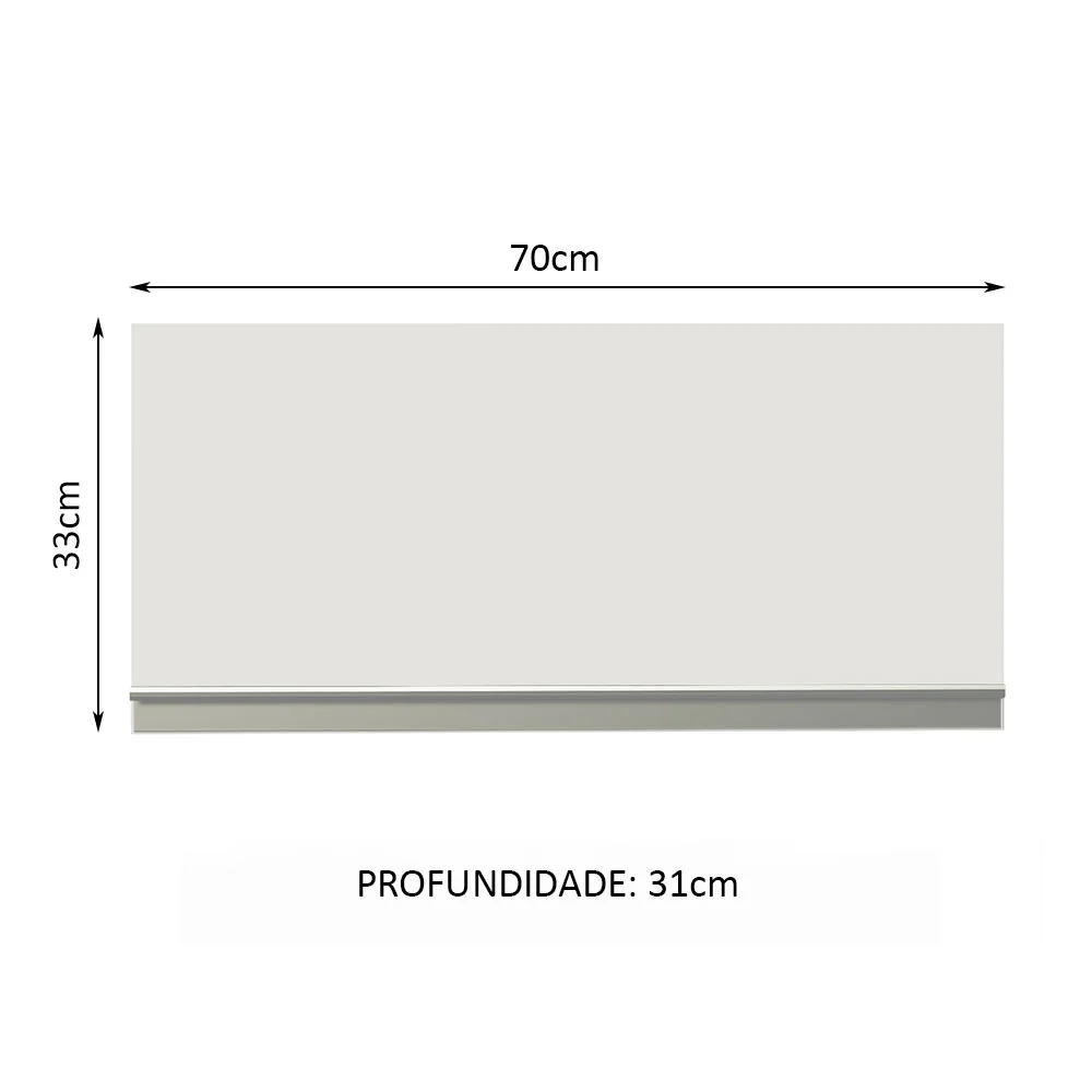 Armário Aéreo de Cozinha Madesa Glamy 70 cm 1 Porta Basculante Branco - Image 2