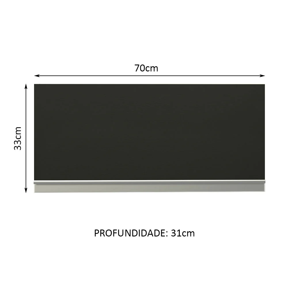 Armário Aéreo de Cozinha Madesa Glamy 70 cm 1 Porta Basculante Branco/Preto - Image 2