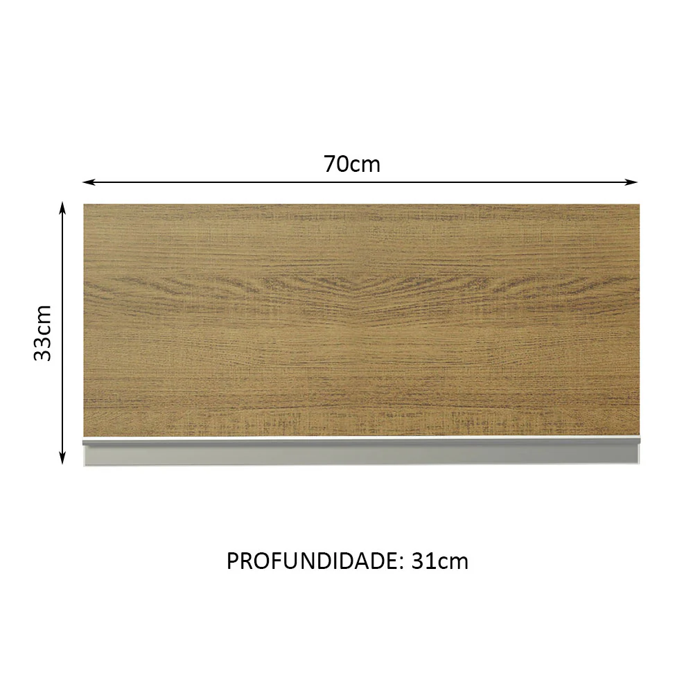Armário Aéreo de Cozinha Madesa Glamy 70 cm 1 Porta Basculante Branco/Rustic - Image 2