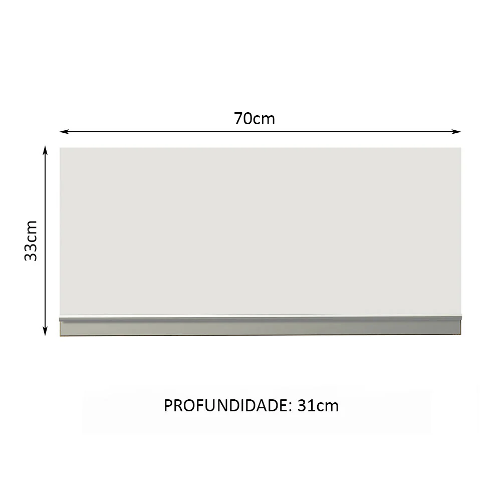 Armário Aéreo de Cozinha Madesa Glamy 70 cm 1 Porta Basculante Rustic/Branco - Image 2