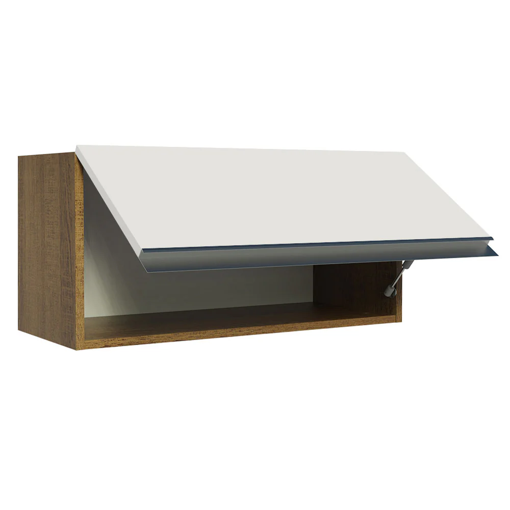 Armário Aéreo de Cozinha Madesa Glamy 70 cm 1 Porta Basculante Rustic/Branco - Image 4