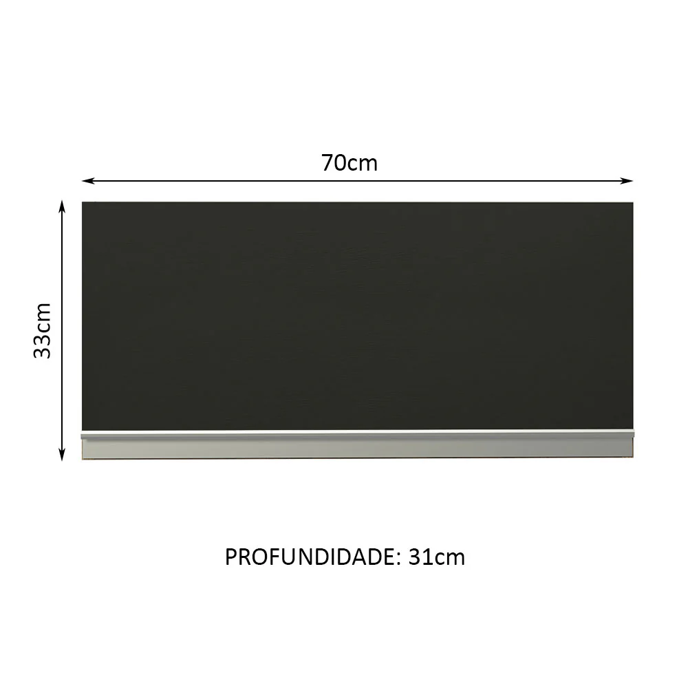 Armário Aéreo de Cozinha Madesa Glamy 70 cm 1 Porta Basculante Rustic/Preto - Image 2