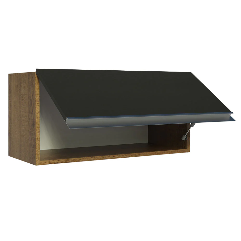 Armário Aéreo de Cozinha Madesa Glamy 70 cm 1 Porta Basculante Rustic/Preto - Image 4