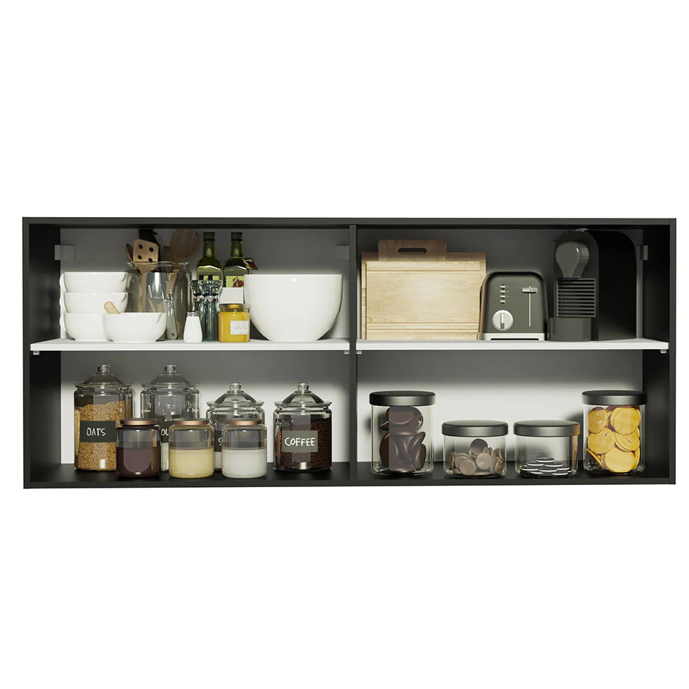 Armário Aéreo de Cozinha Madesa Reims 120 x 50 cm 2 Portas Preto - Image 3
