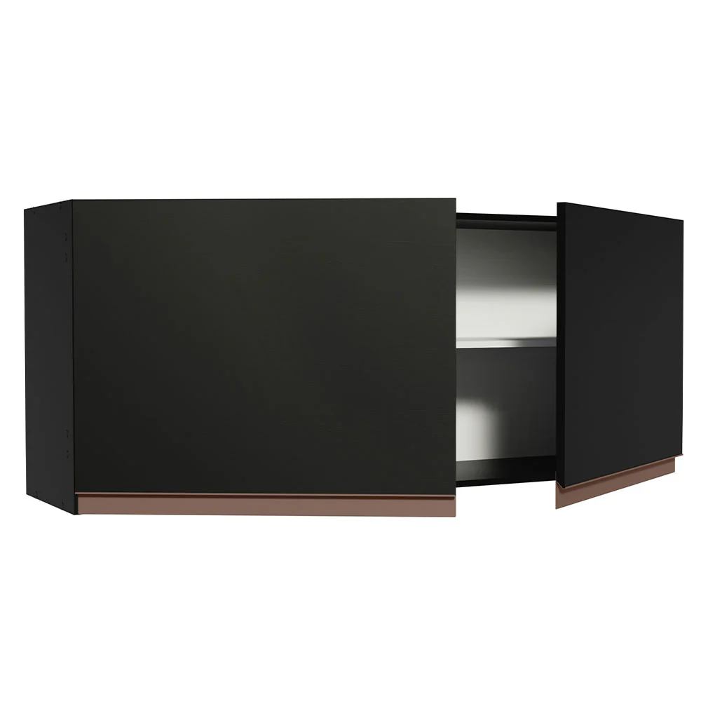 Armário Aéreo de Cozinha Madesa Reims 120 x 50 cm 2 Portas Preto - Image 4