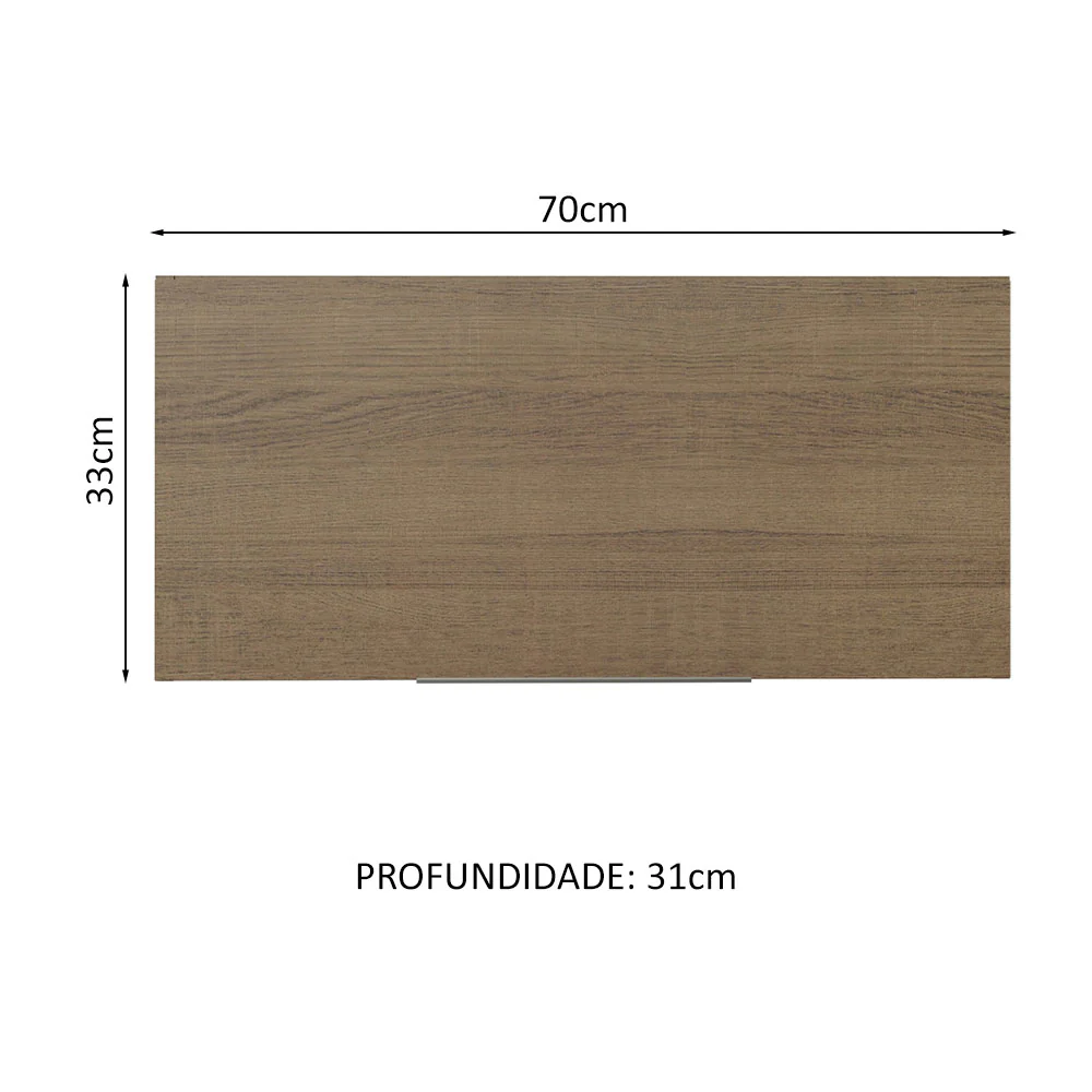 Armário Aéreo de Cozinha Madesa Stella 70 cm 1 Porta Basculante Branco/Rustic - Image 2