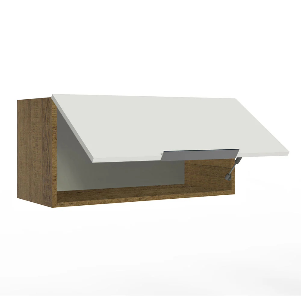 Armário Aéreo de Cozinha Madesa Stella 70 cm 1 Porta Basculante Rustic/Branco - Image 4