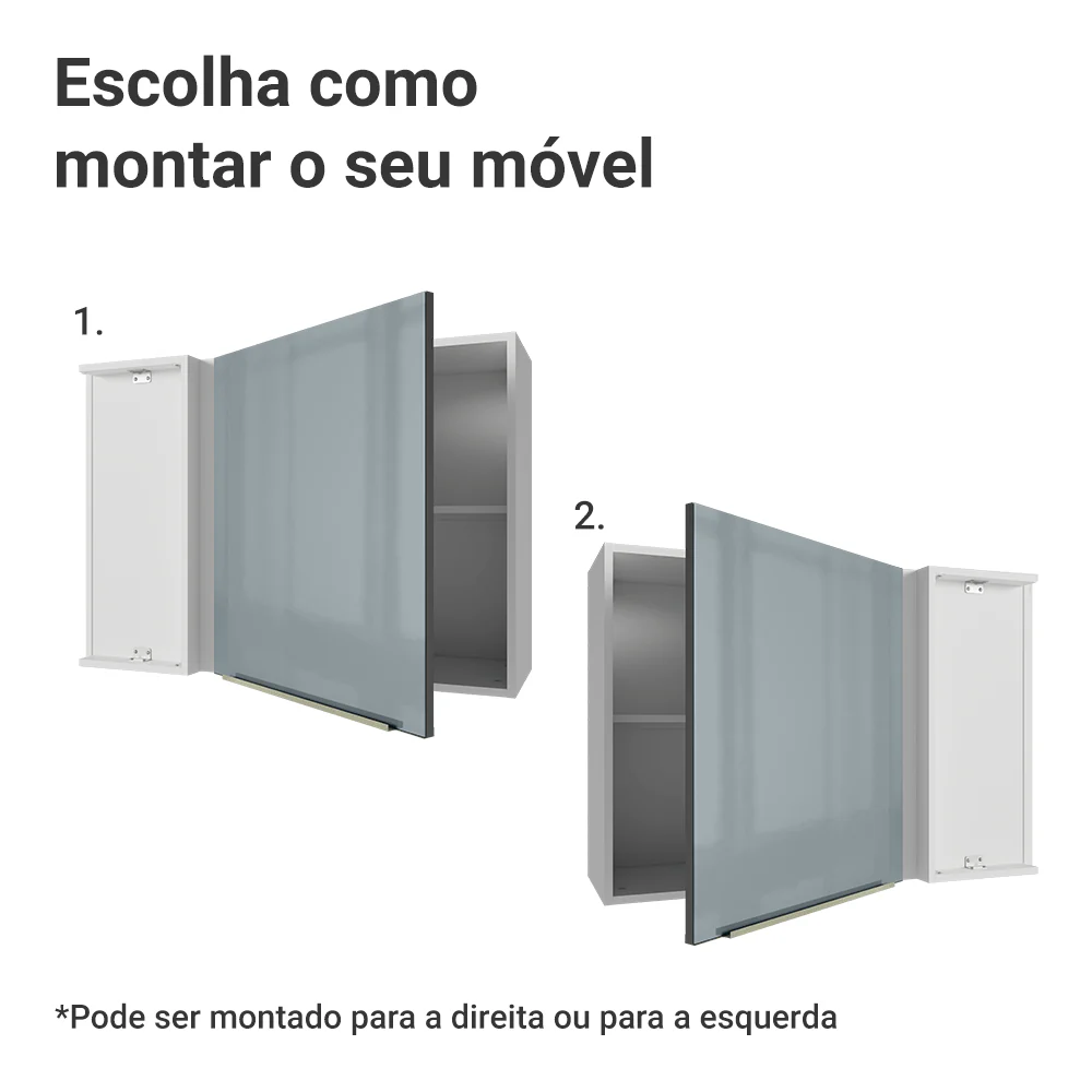 Armário Aéreo de Canto 1 Porta Branco/Cinza Lux Madesa - Image 4