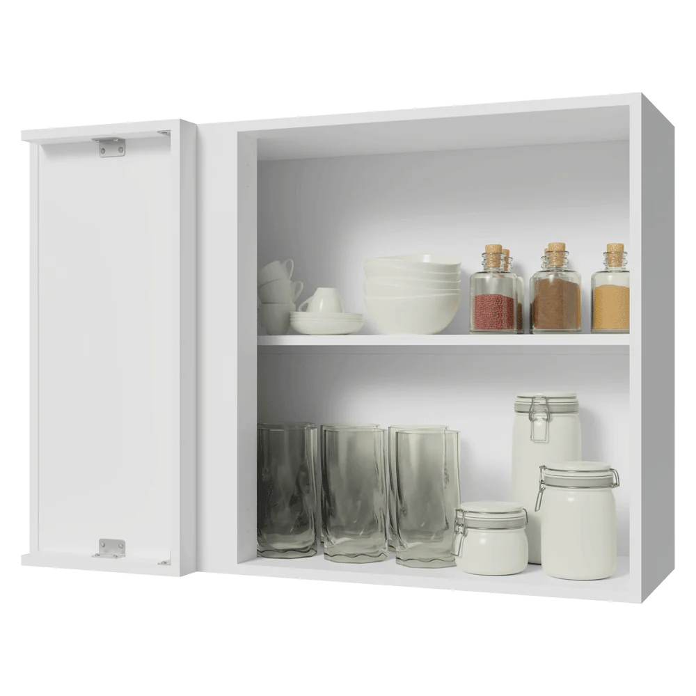 Armário Aéreo de Canto 1 Porta Branco/Cinza Lux Madesa - Image 5