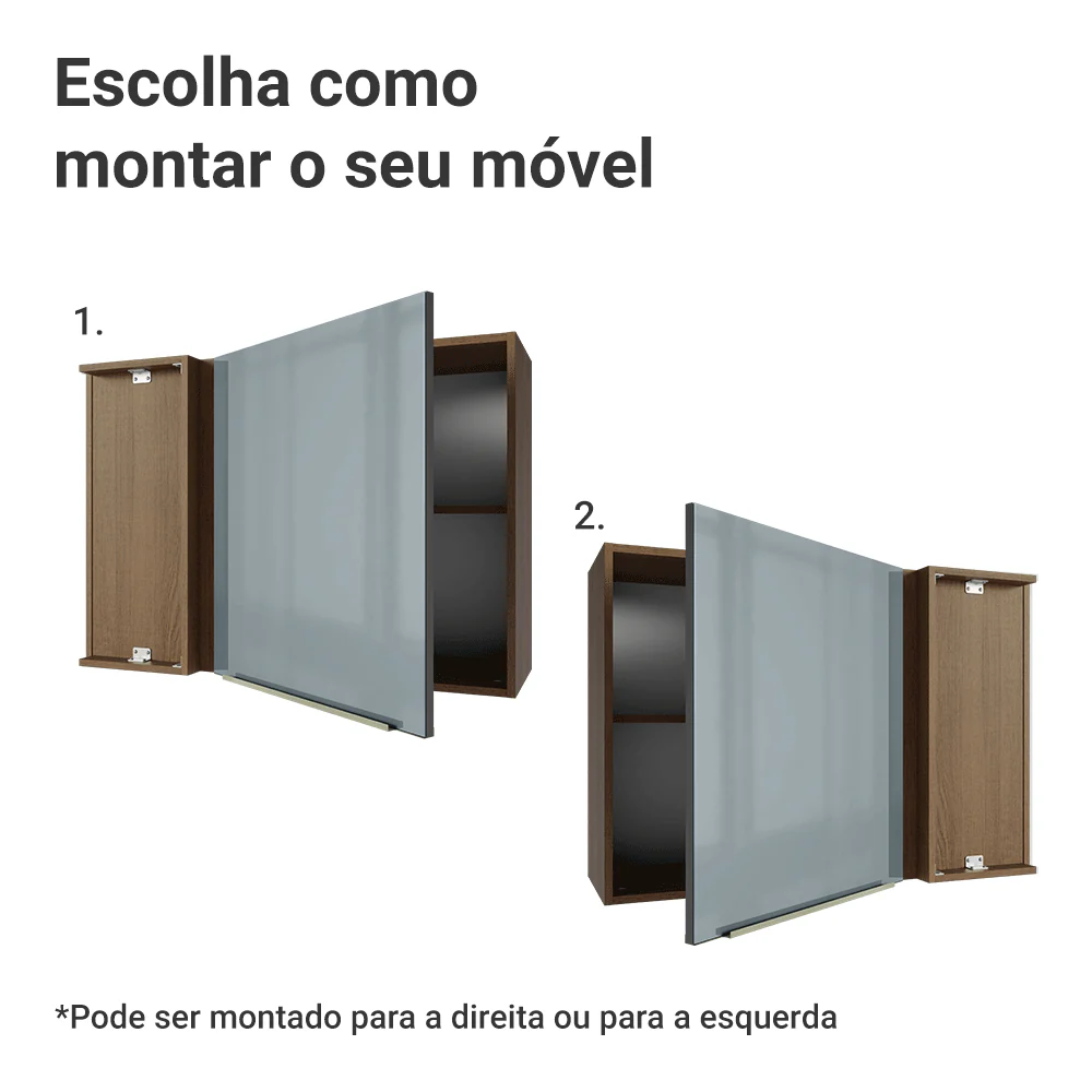 Armário Aéreo de Canto 1 Porta Rustic/Cinza Lux Madesa - Image 4