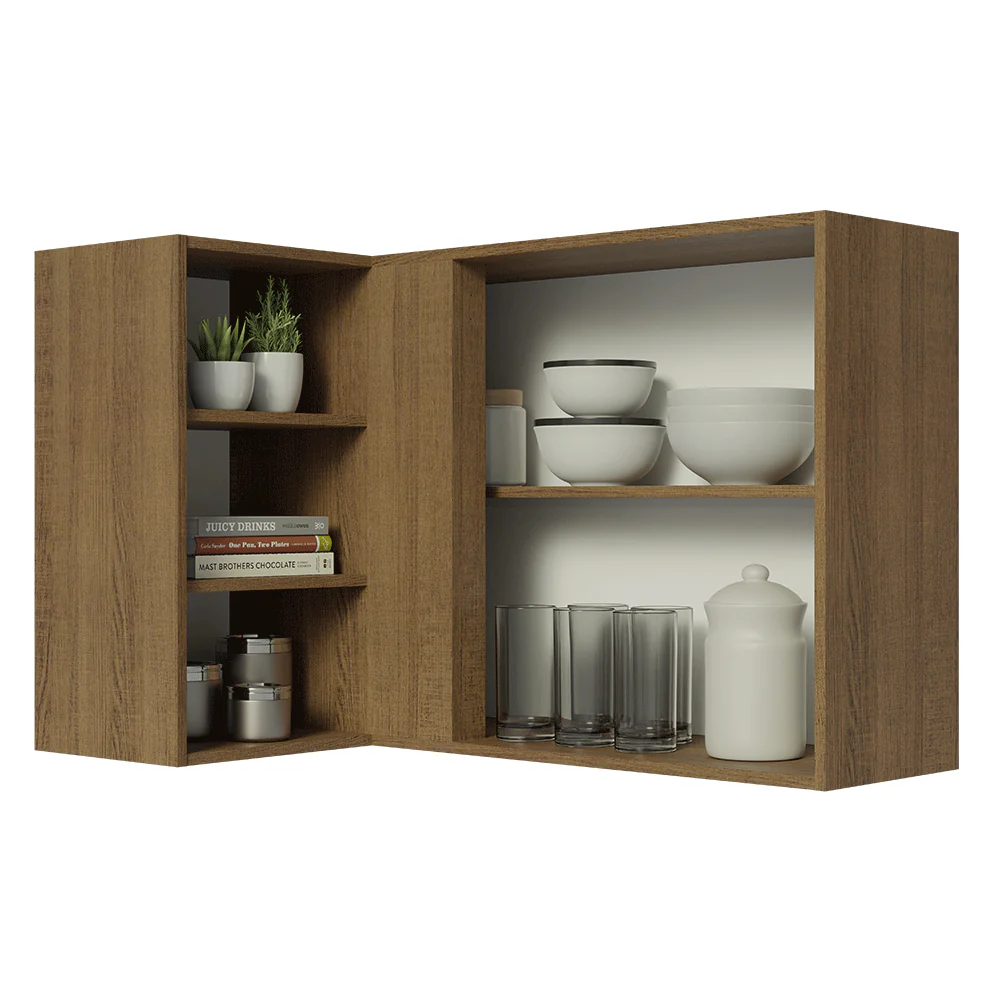 Armário Aéreo de Canto com Adega Acoplada Madesa Lux 1 Porta Rustic/Cinza - Image 5