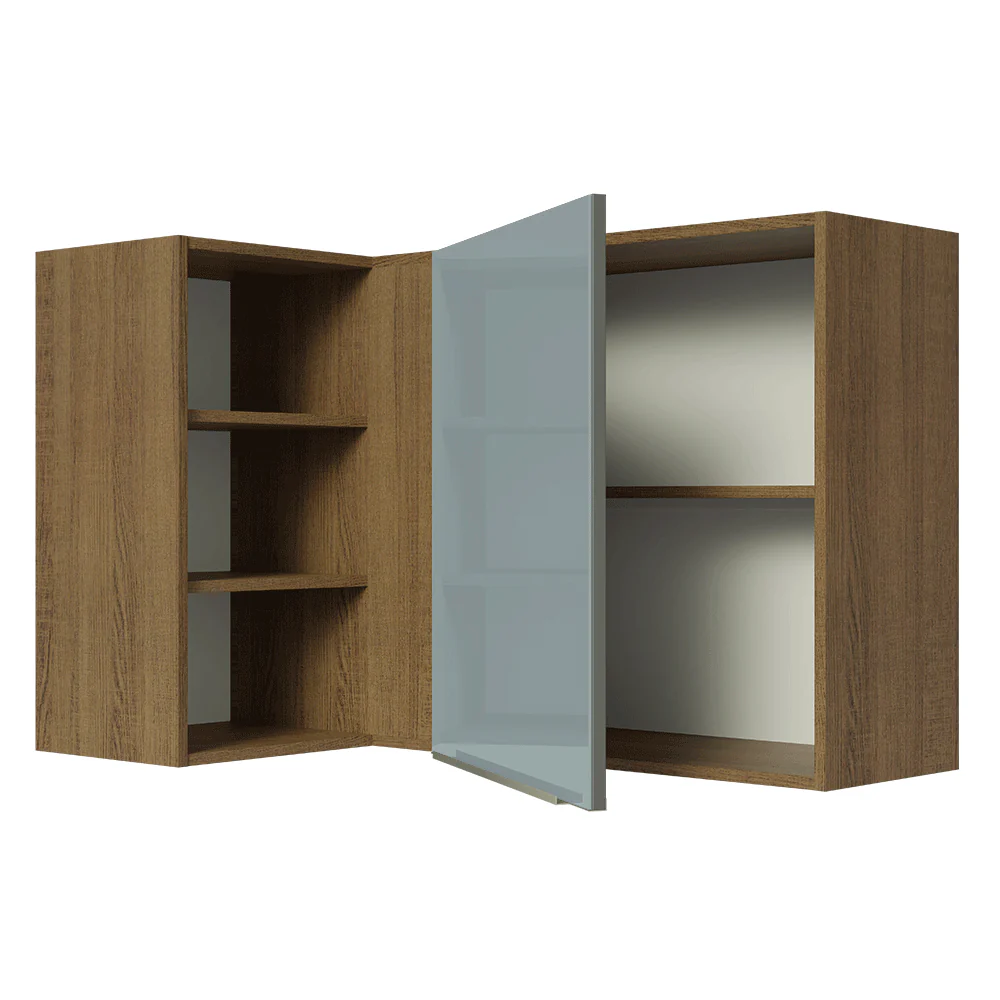 Armário Aéreo de Canto com Adega Acoplada Madesa Lux 1 Porta Rustic/Cinza - Image 9