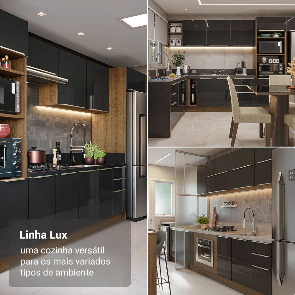 Armário Aéreo de Canto com Adega Acoplada Madesa Lux 1 Porta Rustic/Preto - Image 6