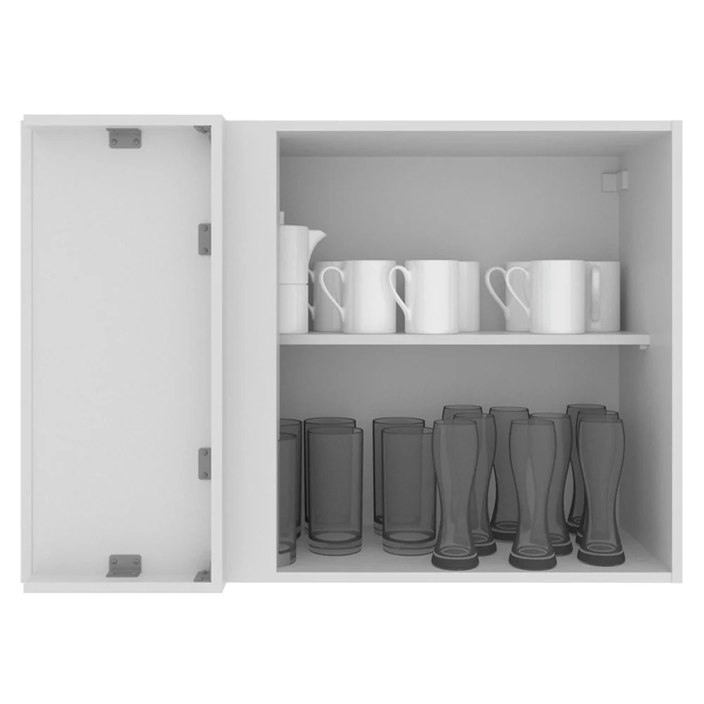 Armário Aéreo de Canto Madesa Acordes 100% MDF 1 Porta Branco Brilho - Image 3