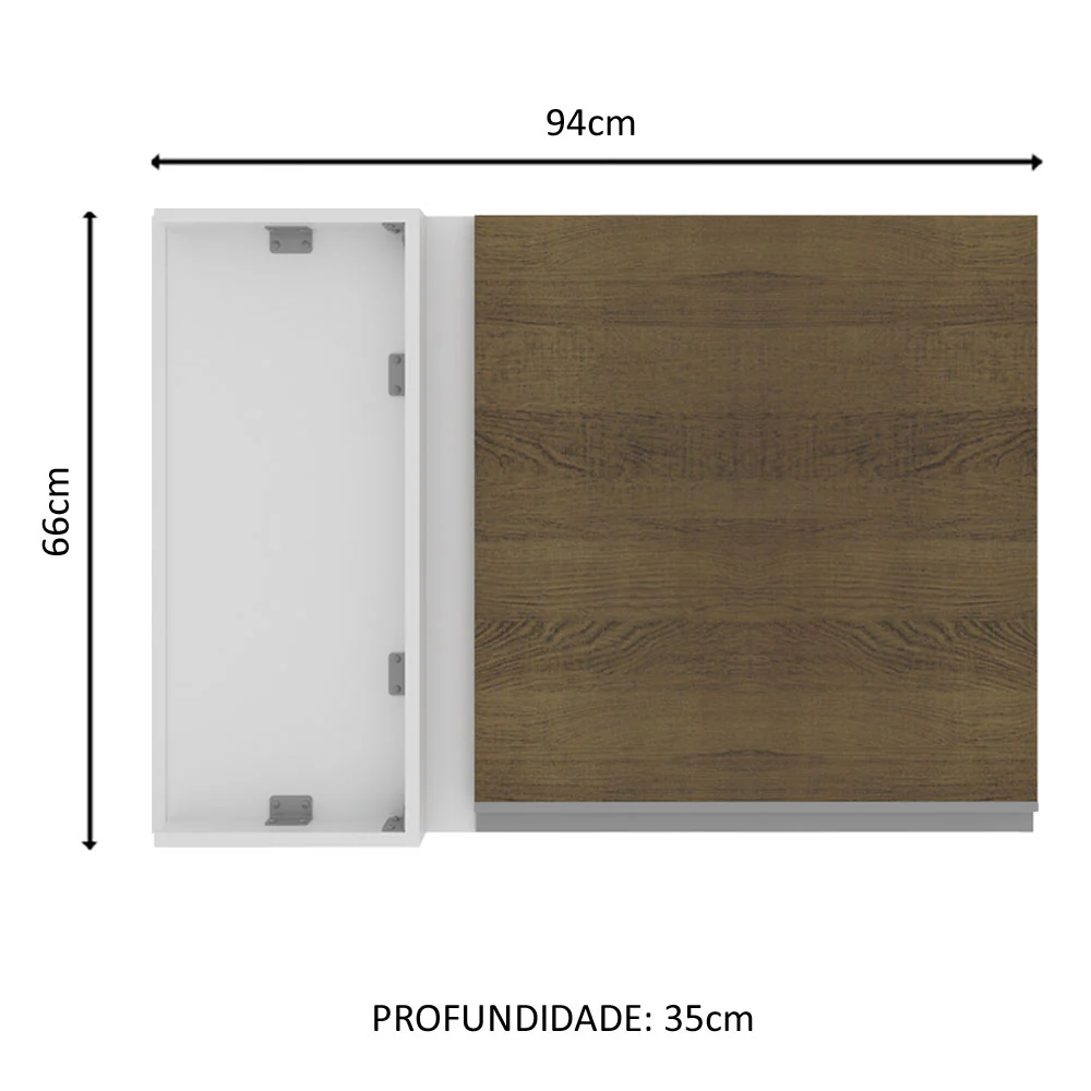 Armário Aéreo de Canto Madesa Acordes 100% MDF 1 Porta Branco/Rustic - Image 2