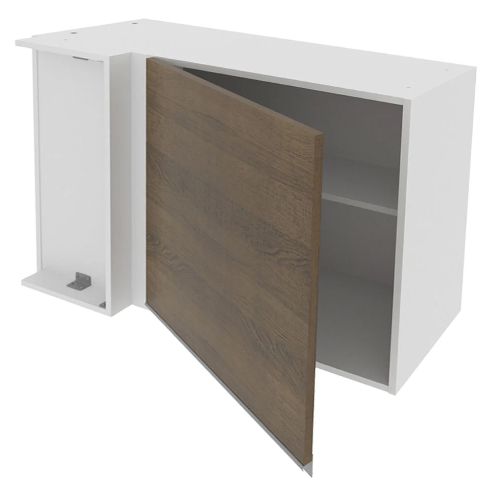 Armário Aéreo de Canto Madesa Acordes 100% MDF 1 Porta Branco/Rustic - Image 4