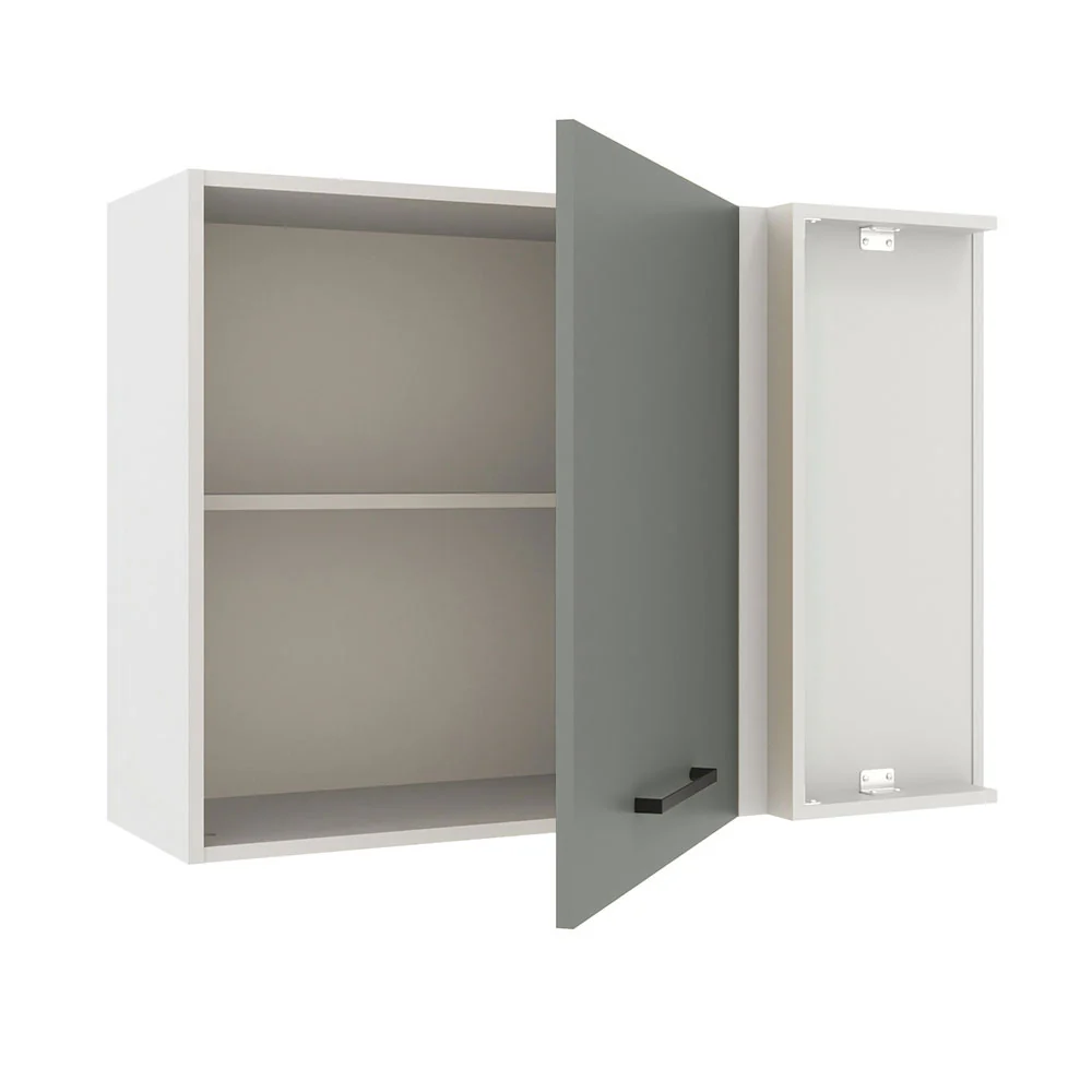 Armário Aéreo de Canto Madesa Agata 1 Porta Branco/Cinza - Image 4