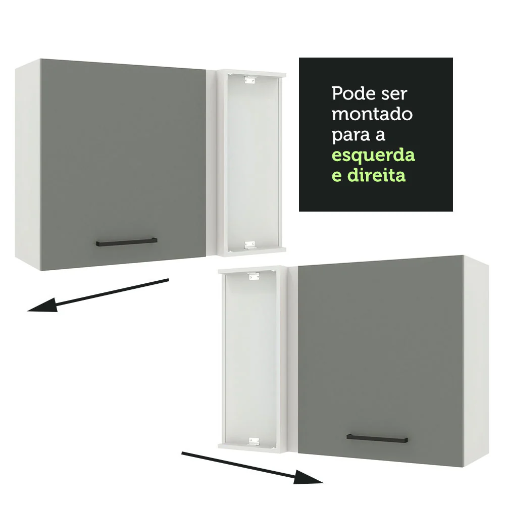 Armário Aéreo de Canto Madesa Agata 1 Porta Branco/Cinza - Image 6
