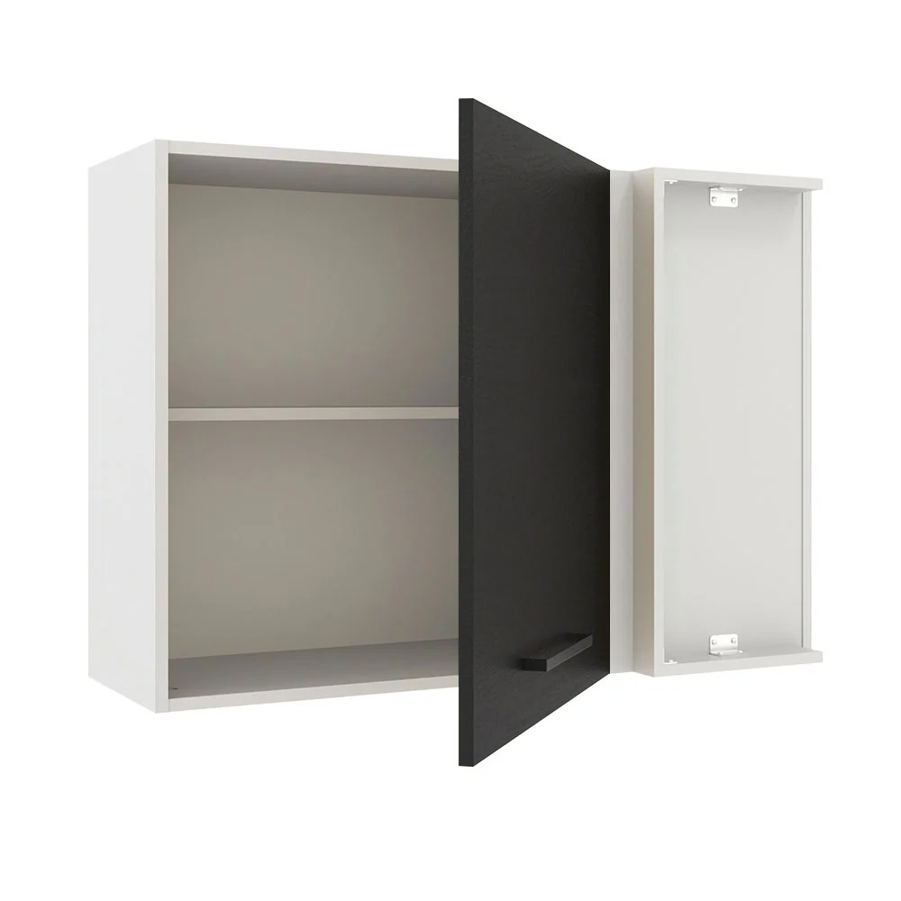Armário Aéreo de Canto Madesa Agata 1 Porta Branco/Preto - Image 4