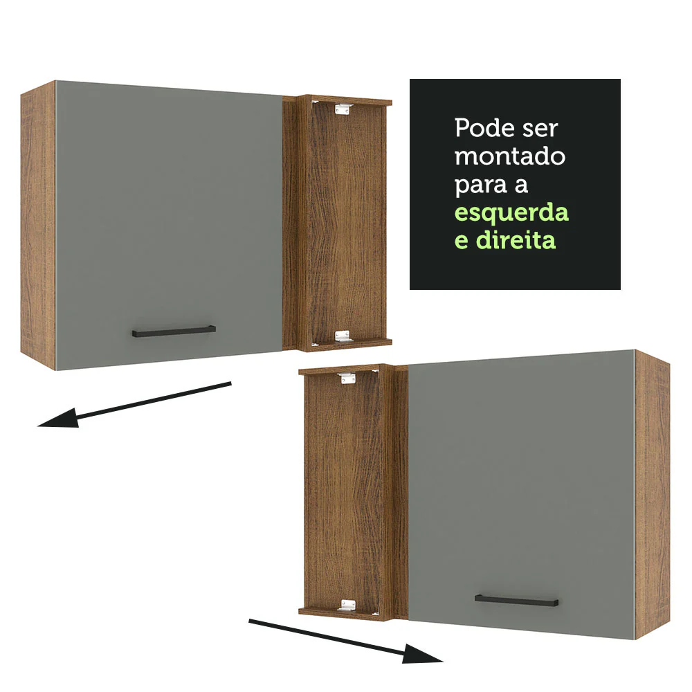 Armário Aéreo de Canto Madesa Agata 1 Porta Rustic/Cinza - Image 6
