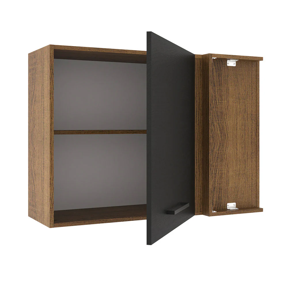 Armário Aéreo de Canto Madesa Agata 1 Porta Rustic/Preto - Image 4
