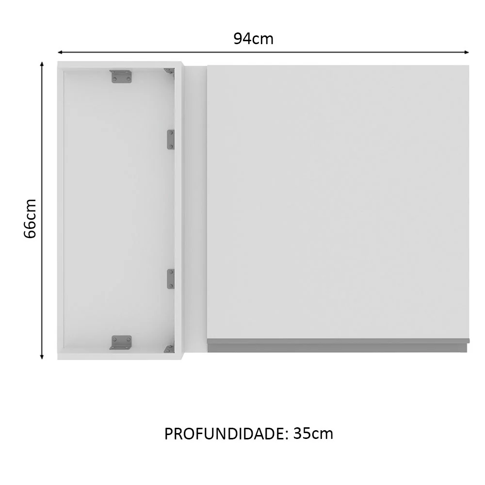 Armário Aéreo de Canto Madesa Glamy 1 Porta Branco - Image 2