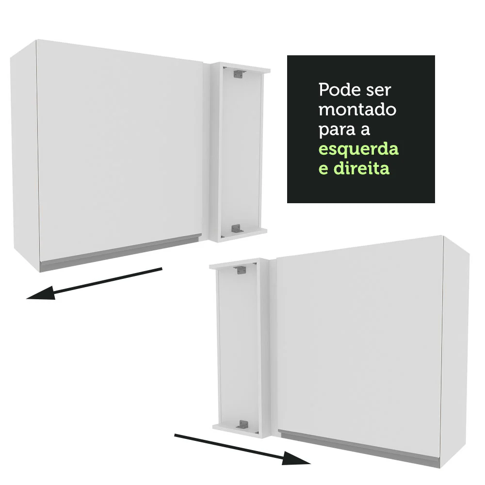 Armário Aéreo de Canto Madesa Glamy 1 Porta Branco - Image 6