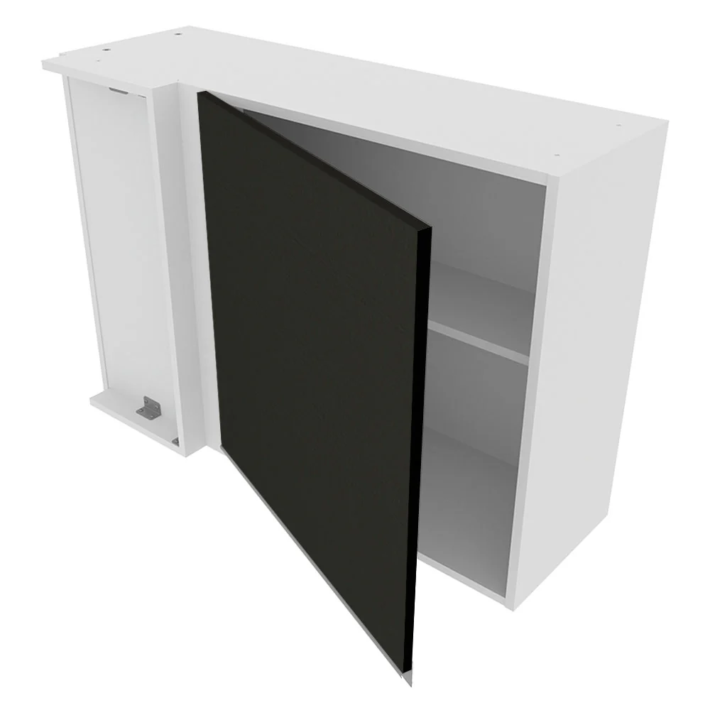 Armário Aéreo de Canto Madesa Glamy 1 Porta Branco/Preto - Image 4