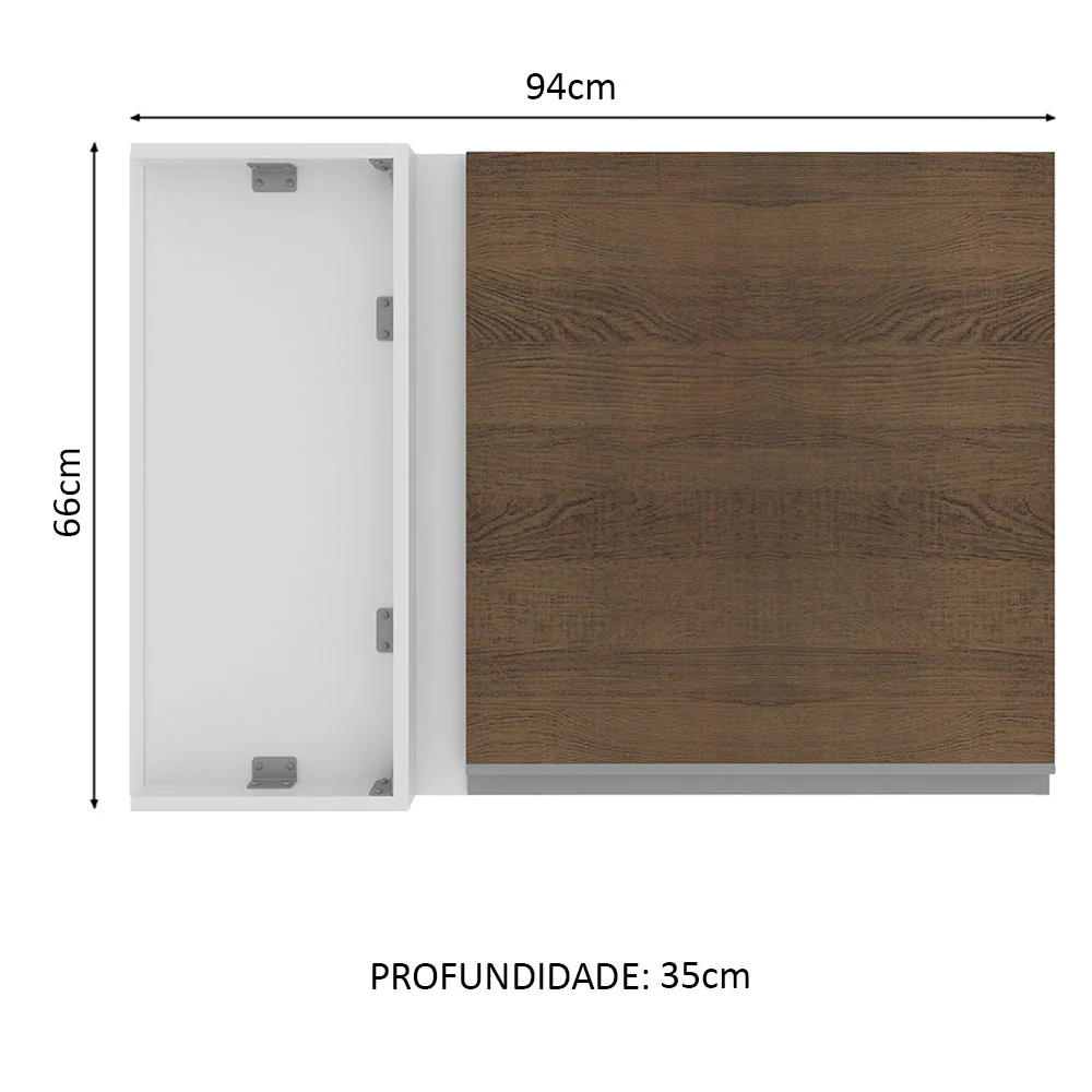 Armário Aéreo de Canto Madesa Glamy 1 Porta Branco/Rustic - Image 2