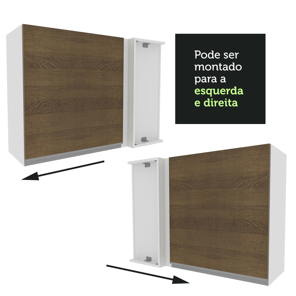 Armário Aéreo de Canto Madesa Glamy 1 Porta Branco/Rustic - Image 6