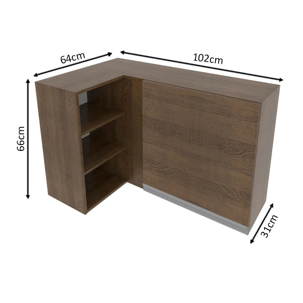 Armário Aéreo de Canto Madesa Glamy 1 Porta para linha de 60 cm de profundidade Rustic - Image 2