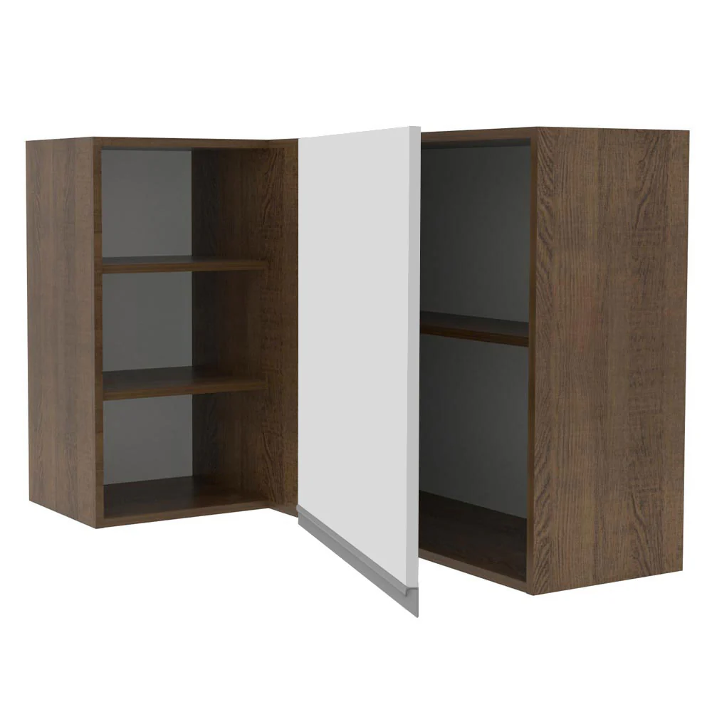 Armário Aéreo de Canto Madesa Glamy 1 Porta para linha de 60 cm de profundidade Rustic/Branco - Image 4