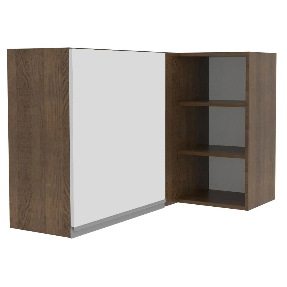 Armário Aéreo de Canto Madesa Glamy 1 Porta para linha de 60 cm de profundidade Rustic/Branco - Image 9