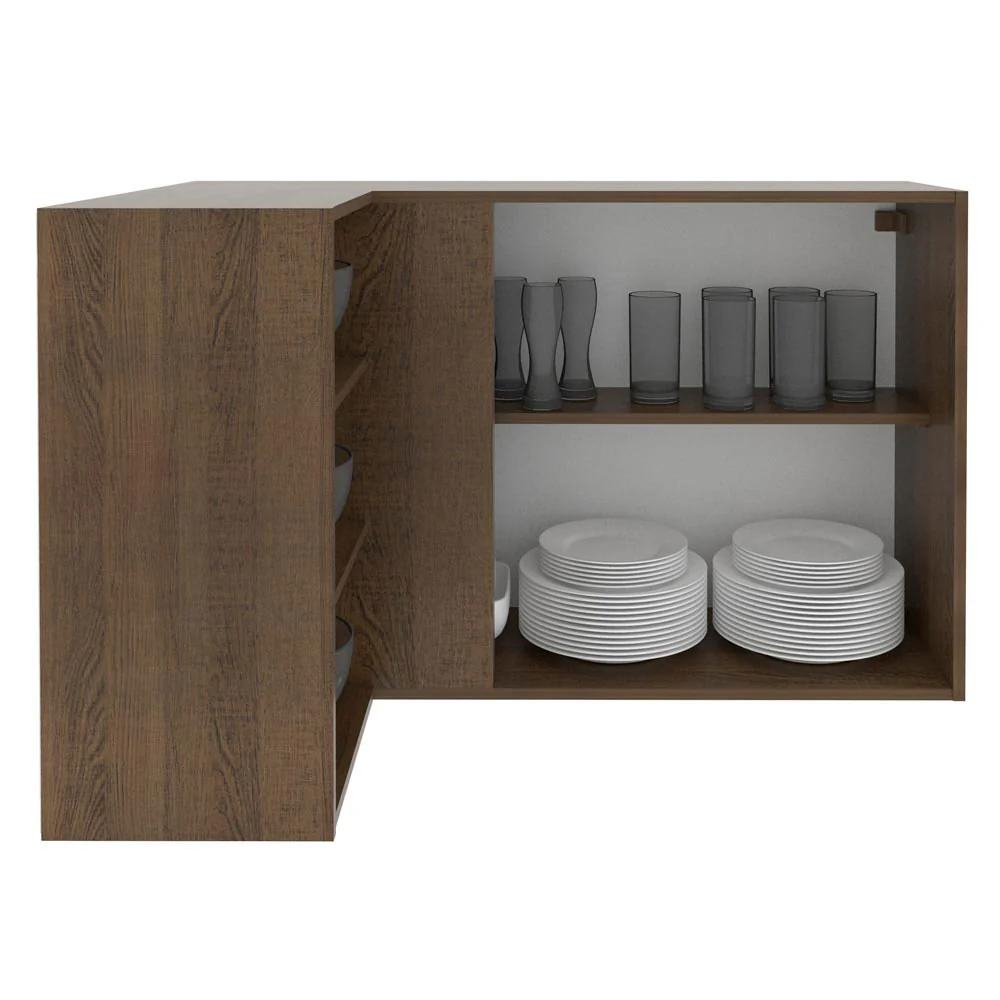 Armário Aéreo de Canto Madesa Glamy 1 Porta para linha de 60 cm de profundidade Rustic/Preto - Image 3