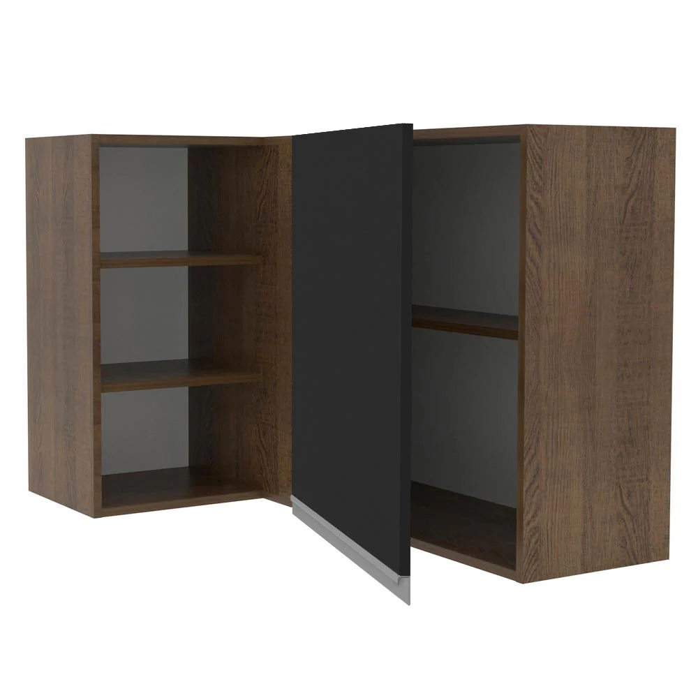 Armário Aéreo de Canto Madesa Glamy 1 Porta para linha de 60 cm de profundidade Rustic/Preto - Image 4