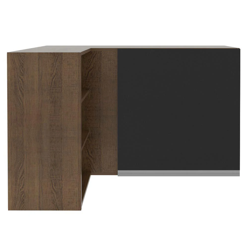Armário Aéreo de Canto Madesa Glamy 1 Porta para linha de 60 cm de profundidade Rustic/Preto - Image 8
