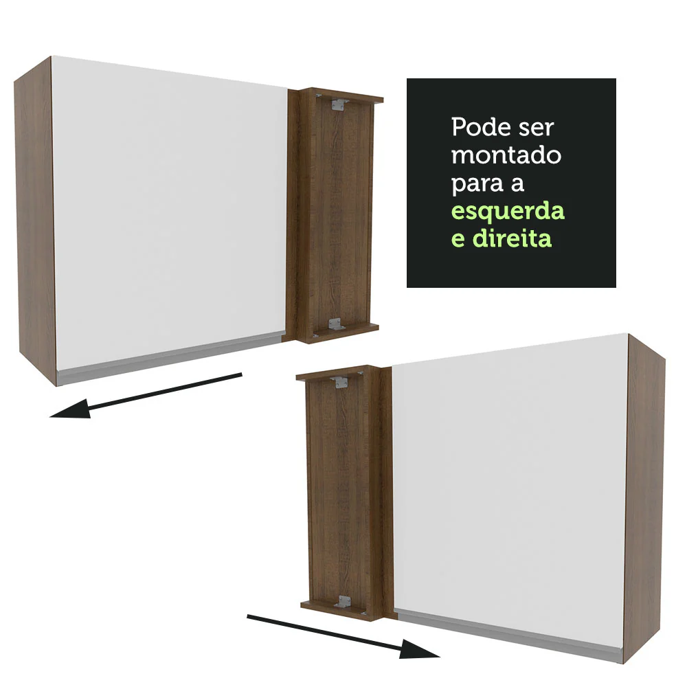 Armário Aéreo de Canto Madesa Glamy 1 Porta Rustic/Branco - Image 6