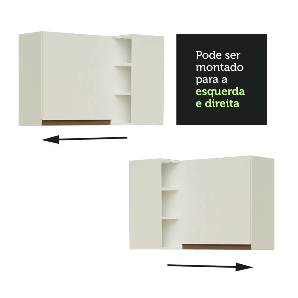 Armário Aéreo de Canto Madesa Reims 1 Porta e Adega Branco - Image 5