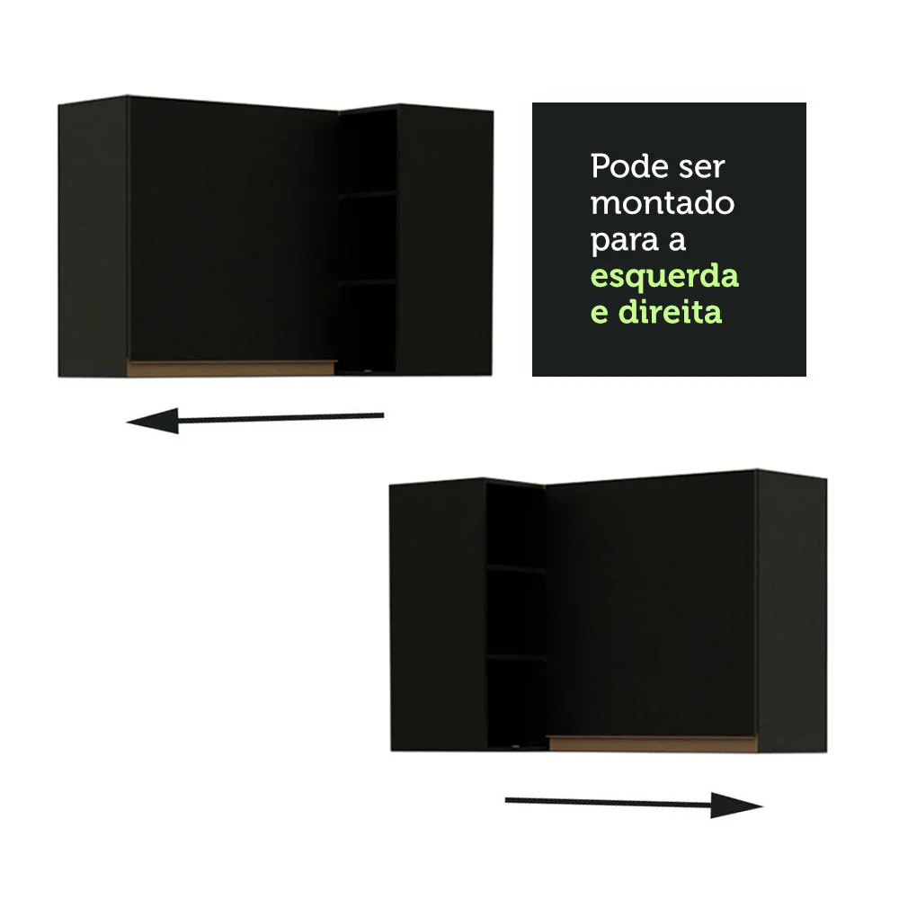 Armário Aéreo de Canto Madesa Reims 1 Porta e Adega Preto - Image 5