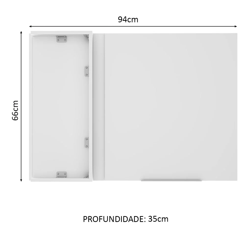 Armário Aéreo de Canto Madesa Stella 1 Porta Branco - Image 2