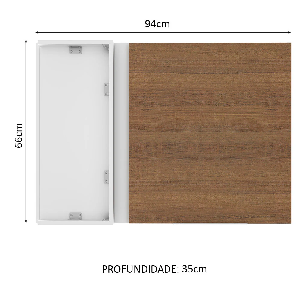 Armário Aéreo de Canto Madesa Stella 1 Porta Branco/Rustic - Image 2