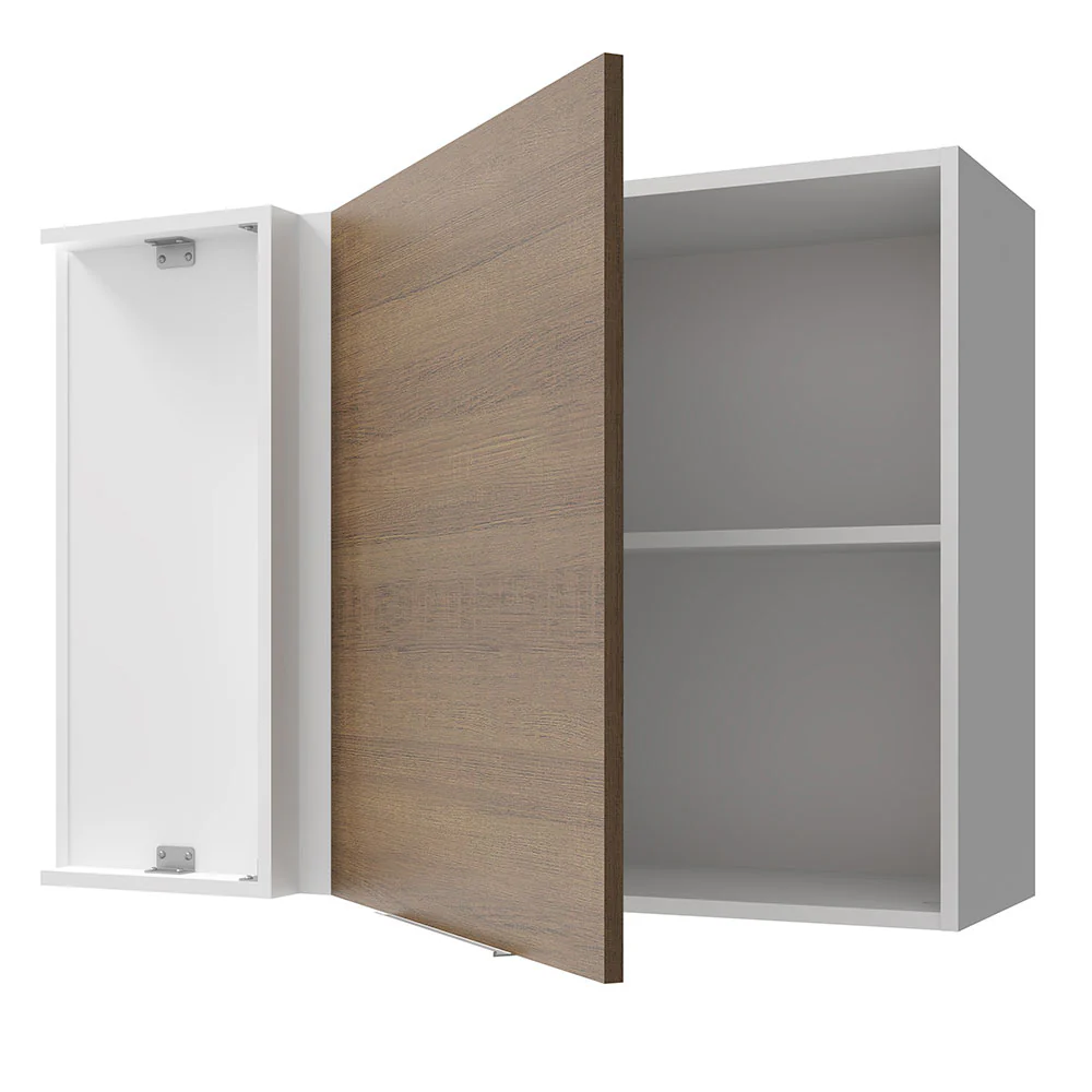 Armário Aéreo de Canto Madesa Stella 1 Porta Branco/Rustic - Image 4