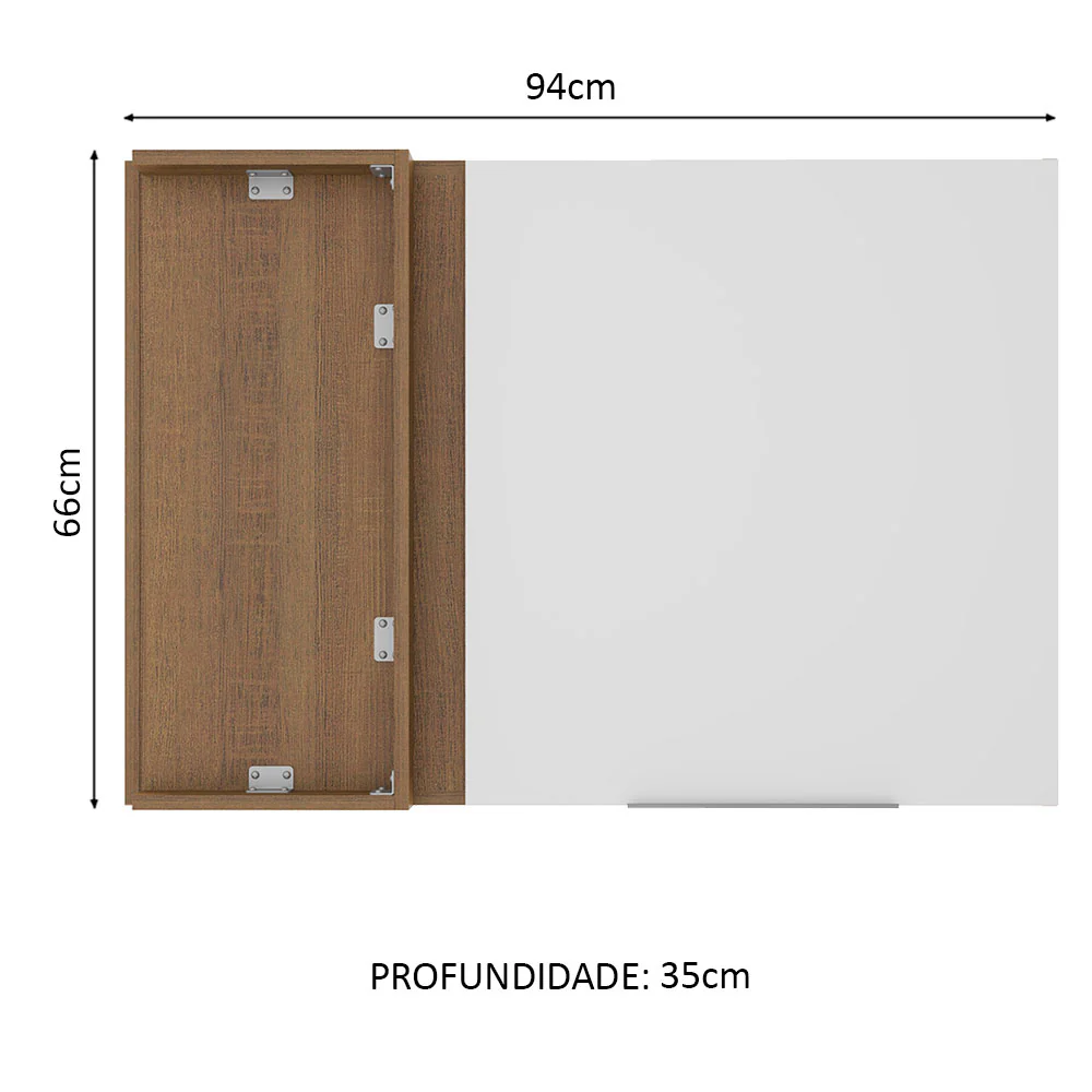 Armário Aéreo de Canto Madesa Stella 1 Porta Rustic/Branco - Image 2
