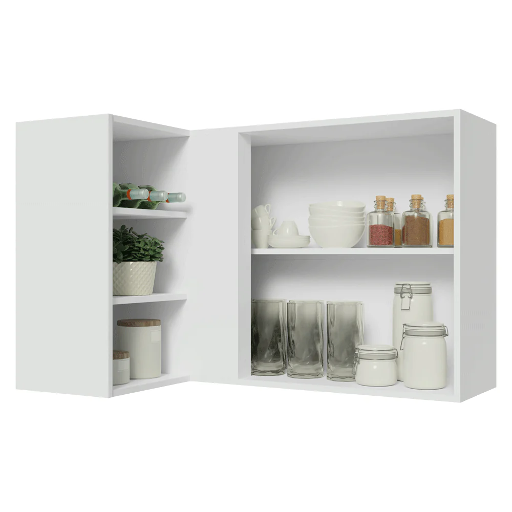 Armário Aéreo de Canto Para Linha 60 cm de Profundidade Branco/Crema Vik Madesa - Image 4