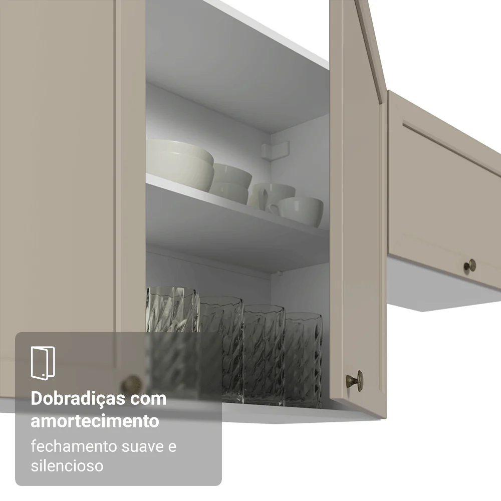 Armário Aéreo de Canto Para Linha 60 cm de Profundidade Branco/Crema Vik Madesa - Image 7