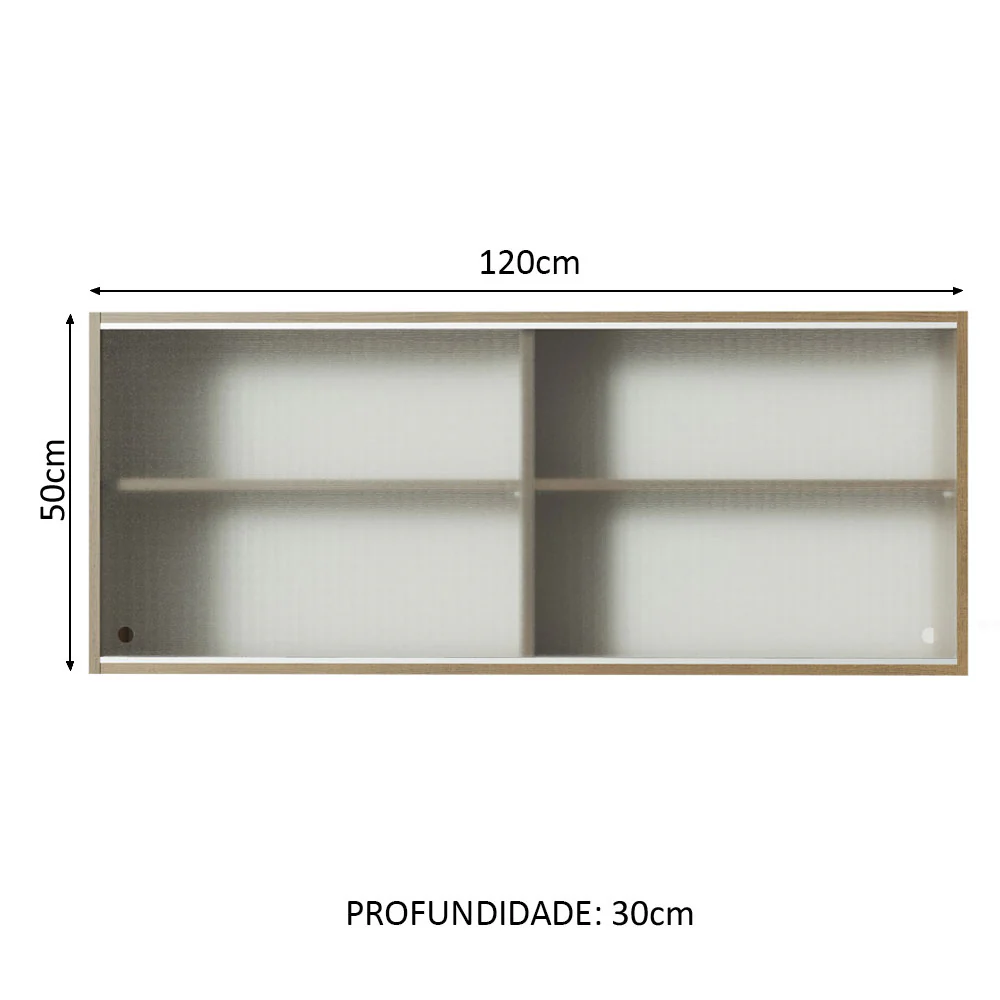 Armário Aéreo Madesa 2 Portas de Correr de Vidro para Cozinhas Glamy, Lux e Reims Rustic - Image 2